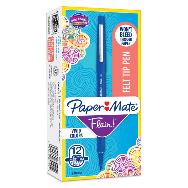 Paper Mate Felt Tip Point Guard Pen, Blue - 12 pack - H&B Aisle