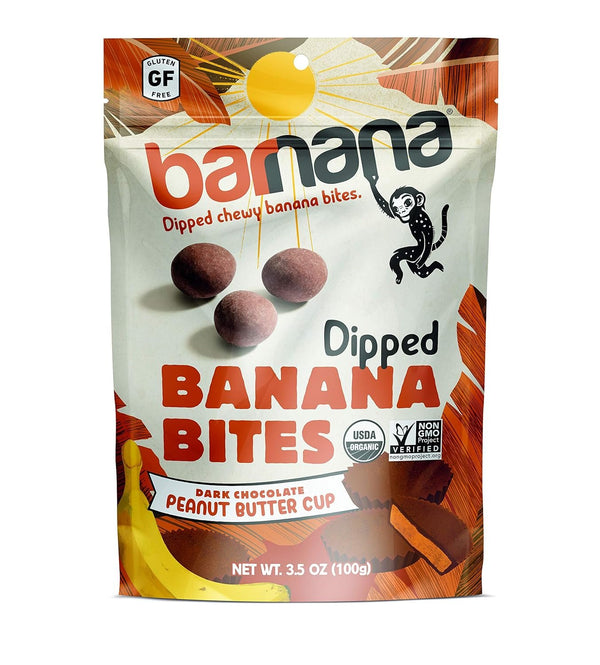 Barnana Organic Peanut Butter Cup Chewy Banana Bites, 3.5 Ounce Bag