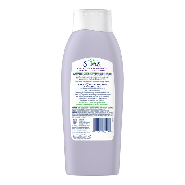 St. Ives Revitalizing Acai, Blueberry & Chia Seed Oil Body Wash - 24oz