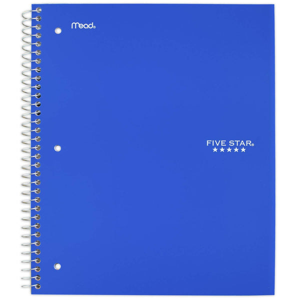 Five Star Spiral Notebook, 2-Subject, College Ruled Paper, 120 Sheets, 11" x 8-1/2", Color Will Vary (824230)