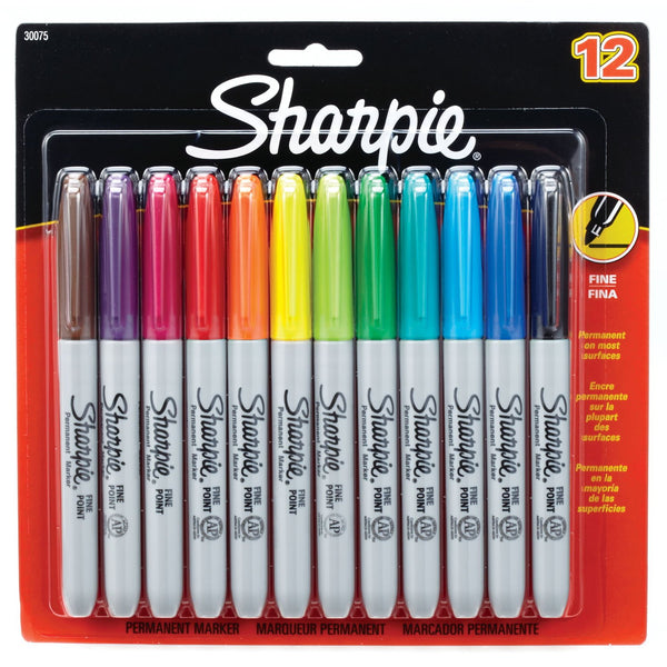 Sharpie Fine Point Permanent Marker, Assorted Colors, 12 count