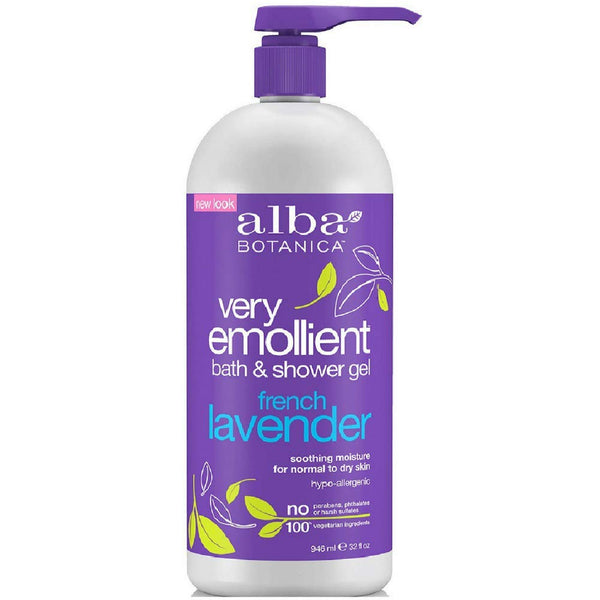 Alba Botanica Very Emollient French Lavender Bath & Shower Gel, 32 oz