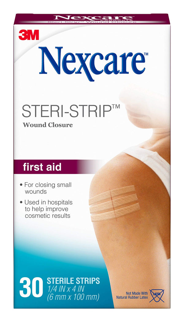 Nexcare Steri-Strip Wound Closure, Secures and closes small cuts and wounds, 1/4 Inch x 4 Inch, 30 Count