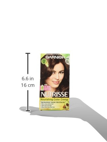 Garnier Nutrisse Nourishing Hair Color Creme, 43 Dark Golden Brown (Cocoa Bean) (Packaging May Vary),1 Count