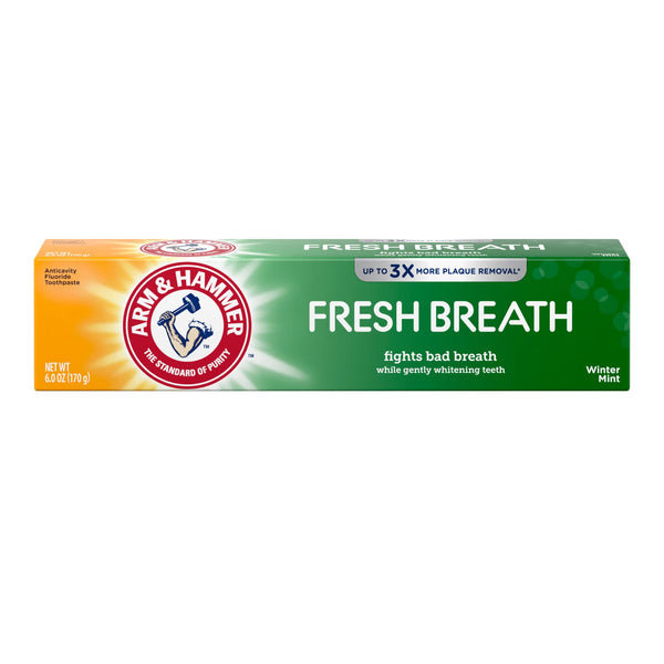 ARM & HAMMER Advanced White Breath Freshening Toothpaste-, One 6oz Tube, Winter Mint- Fluoride Toothpaste