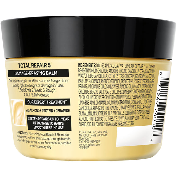 L'Oreal Paris Hair Care Elvive Total Repair 5 Damage-Erasing Balm, Almond and Protein, 8.5 Fluid Ounce