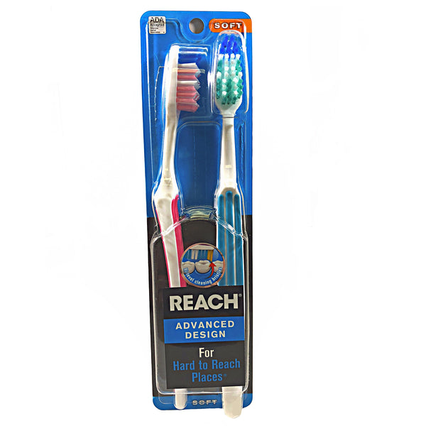 REACH Advanced Design Toothbrushes Soft Full Head Value Pack 2 ea - H&B Aisle