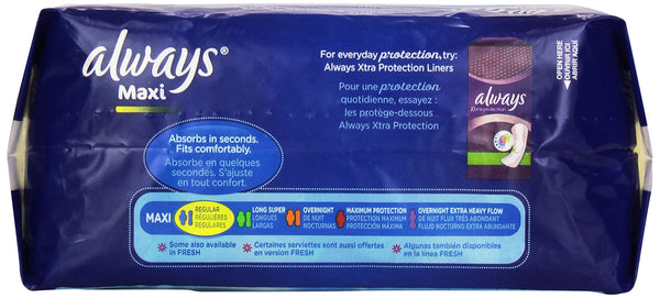 Always Maxi Feminine Pads for Women, Regular Absorbency, with Wings, 36 Count