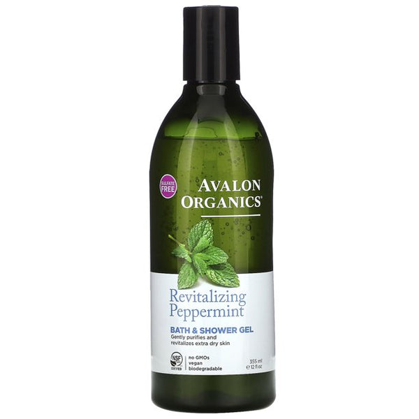Avalon Organics Bath & Shower Gel Revitalizing Peppermint 12 fl oz Pack of 4