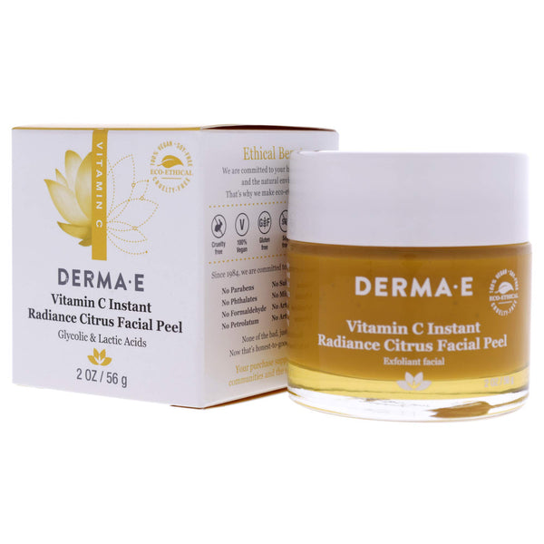 Derma E Vitamin C Instant Radiance Citrus Facial Peel, Resurface Skin, Non-Abrasive Peel, Smooth Skin's Texture