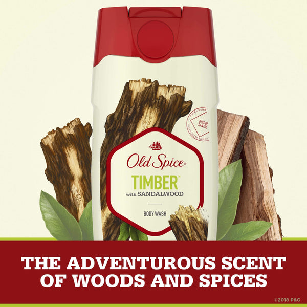 Old Spice Timber Body Wash, Sandalwood, 16 Oz, Packaging May Vary