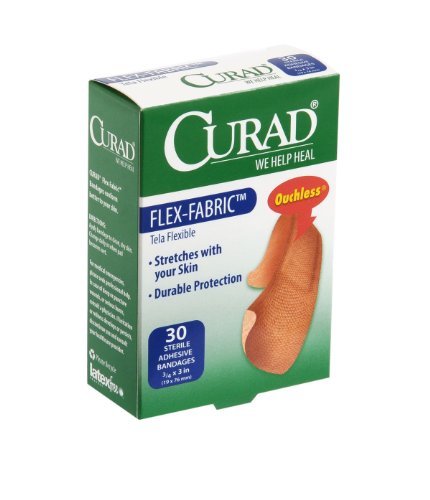 Curad Flex-Fabric,  3/4 Inches X 3 Inches bandages, 30 count