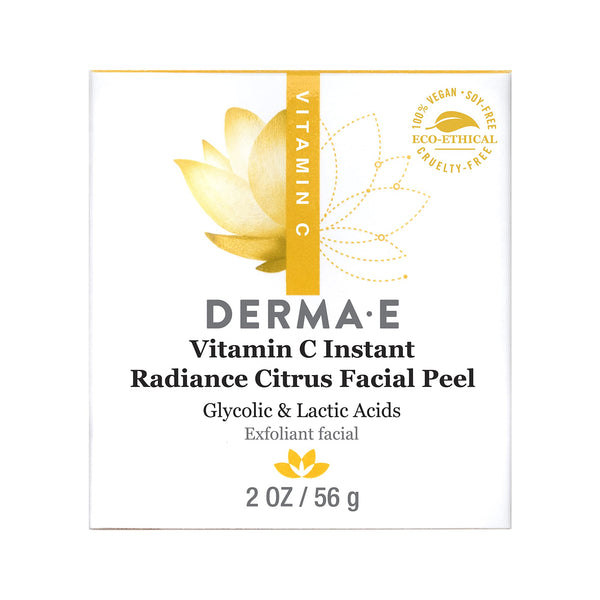 Derma E Vitamin C Instant Radiance Citrus Facial Peel, Resurface Skin, Non-Abrasive Peel, Smooth Skin's Texture