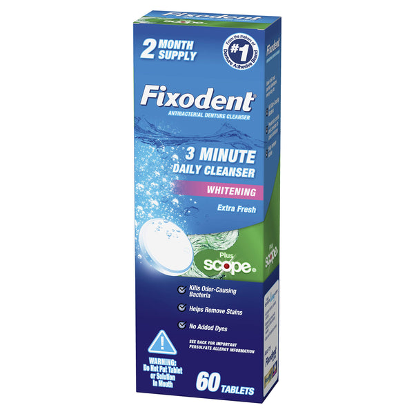 Fixodent Plus Scope Daily Denture Cleaner Tablets, 60 Count (2 Month Supply), 60 Count