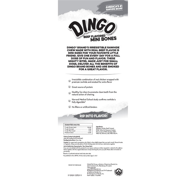 Dingo Beef Flavored Mini Rawhide Bones for Dogs/Exp Nov 2023