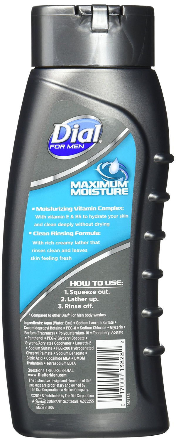 Dial for Men Maximum Moisture Ultra Hydrating Body Wash, 16 Fl. Oz, Pack of 2