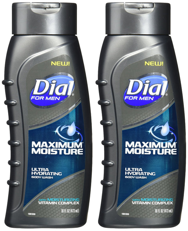 Dial for Men Maximum Moisture Ultra Hydrating Body Wash, 16 Fl. Oz, Pack of 2