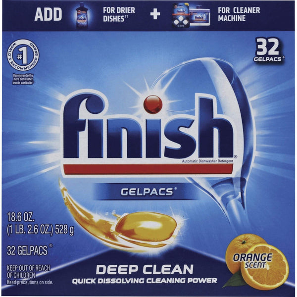 Finish All in 1 Gelpacs Orange, 32ct, Dishwasher Detergent Tablets