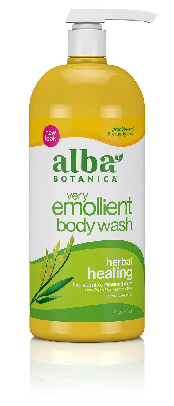 Alba Botanica Very Emollient Bath & Shower Gel, Herbal Healing, 32 Oz (Packaging May Vary)