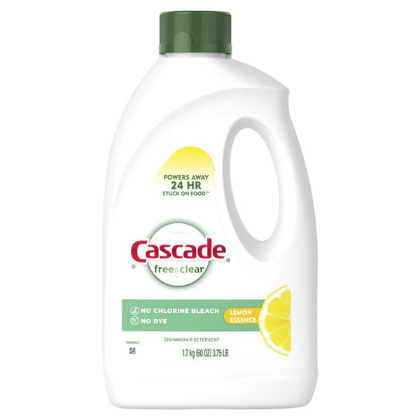 Cascade Free & Clear Dishwasher Detergent, Lemon Essence, 60 fl oz