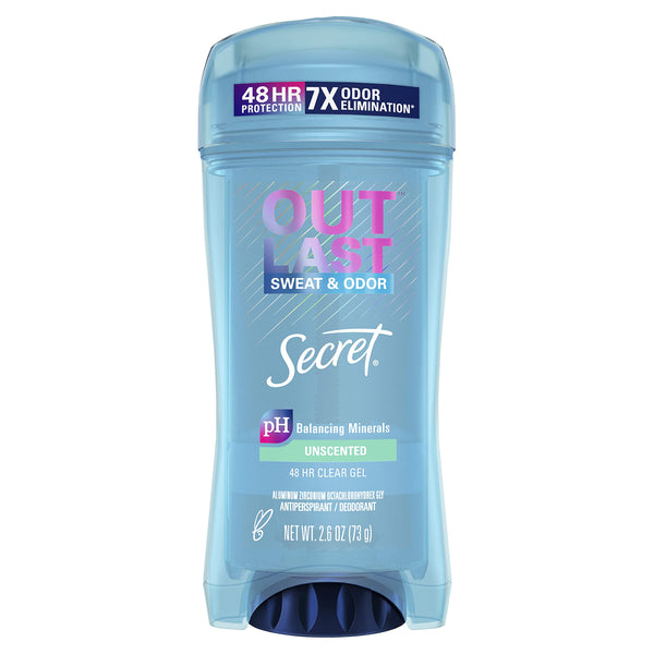 Secret Outlast Clear Gel Antiperspirant Deodorant for Women Unscented 2.6 oz (Packaging May Vary)