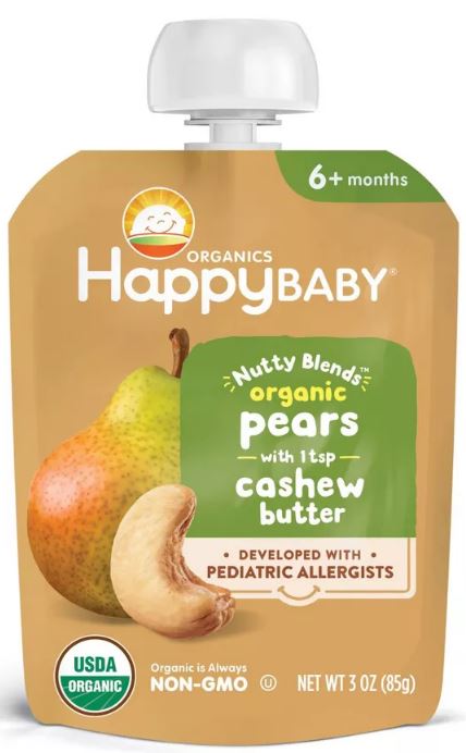 Happy Baby®️ Nutty Blends Pears & Cashew Butter Pouch