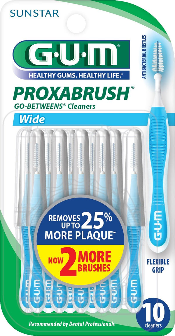 GUM Proxabrush Go-Betweens Interdental Brushes, Wide, 10 Count