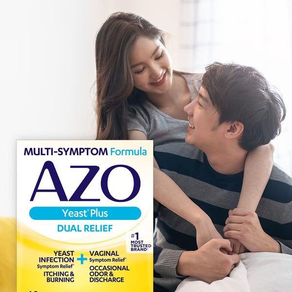 AZO Yeast Plus Dual Relief Tablets, Yeast Infection and Vaginal Symptom Relief, Relieves Itching & Burning, 60 Count