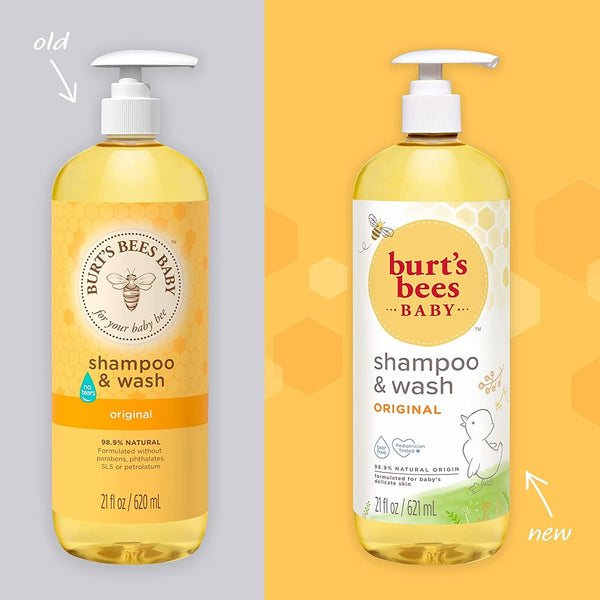 Baby Shampoo & Wash, Burt's Bees Tear Free Soap, Natural Baby Care, Original, 21 Ounce (Packaging May Vary)
