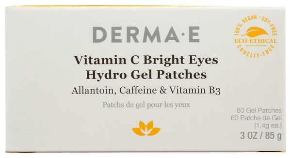 Derma E Vitamin C Bright Eyes Hydro Gel Patches, Natural, Cruelty Free, 3 Ounce (Pack of 1)