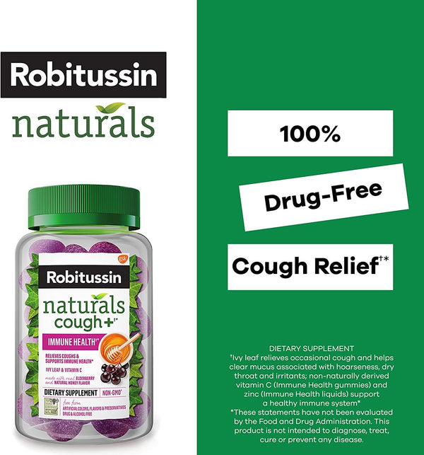 Robitussin Naturals Cough Relief & Immune Health Gummies 30ct/Expires 02/2024