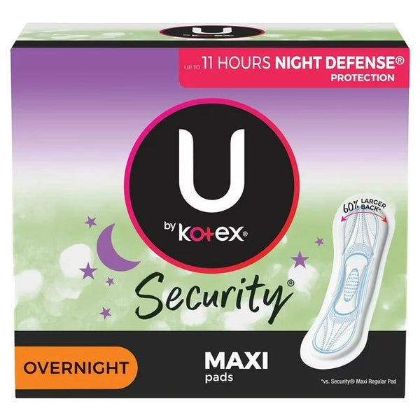 U by Kotex Security Pads, Overnight Absorbency, Unscented, 14 Count, 1 Pack