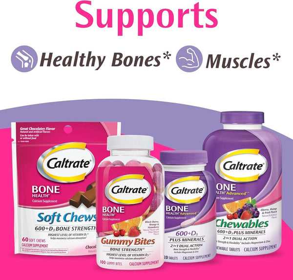Caltrate Soft Chews 600 Plus D3 Calcium Vitamin D Supplement
