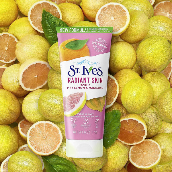 St. Ives Radiant Skin Face Scrub, Pink Lemon and Mandarin Orange, 6 oz