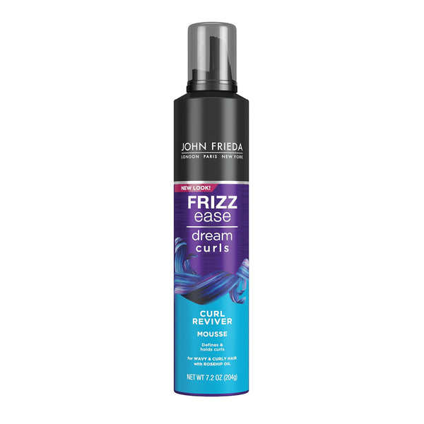John Frieda Frizz Ease Curl Reviver Mousse, Enhances Curls, Soft Flexible Hold, Mousse for Curly or Frizzy Hair, 7.2 Ounces, Alcohol-Free