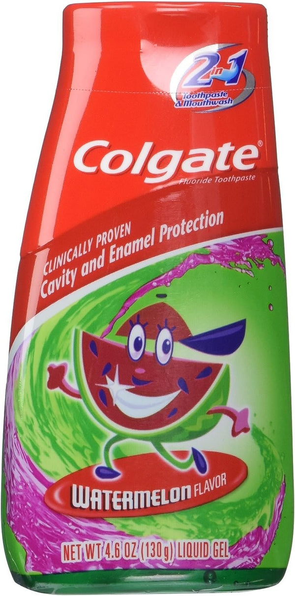 Colg 2n1 Watermelon Paste Size 4.6 O Colgate Kids Watermelon 2-in-1 Toothpaste & Mouthwash