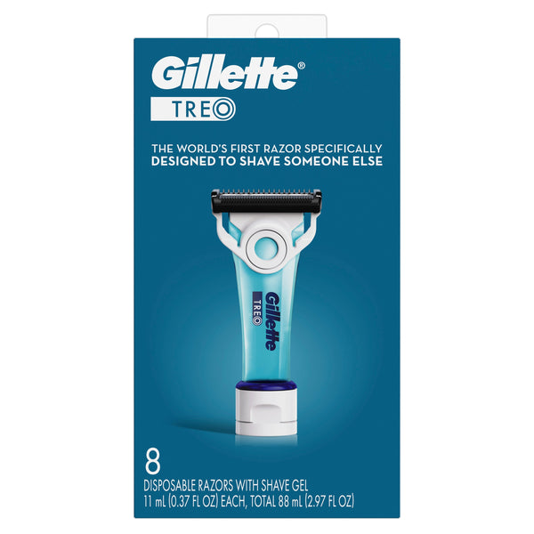 Gillette TREO Caregiver Razor with Built-in Shave Gel, 8 ct