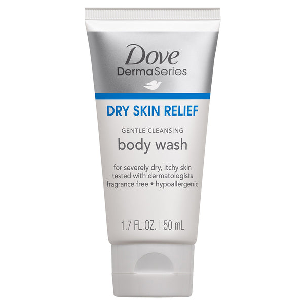 Dove DermaSeries Fragrance-Free Body Wash, Travel Size, for Dry Skin, 1.7 oz