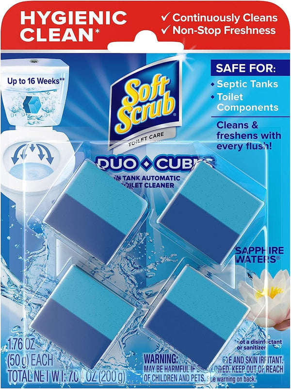 Soft Scrub In-Tank Toilet Cleaner Duo-Cubes, Sapphire Waters, 4 Count
