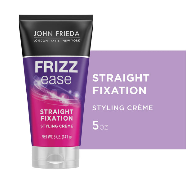 John Frieda Frizz Ease Straight Fixation Milk Protein + Almond Oil Styling Cream for Frizzy, Dry Hair, 5 fl oz