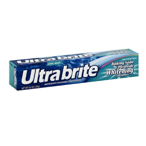 UltraBrite Baking Soda & Peroxide Whitening Anticavity Fluoride Toothpaste, Cool Mint (170 g), Cool White