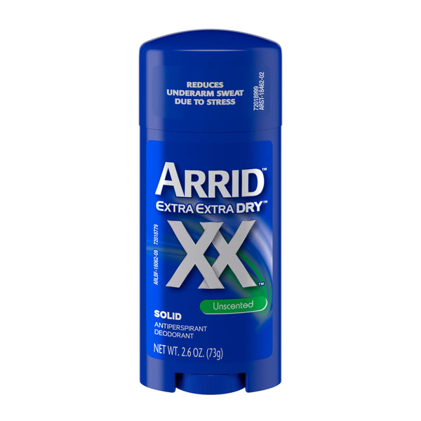 Arrid XX Extra Extra Dry Solid Antiperspirant Deodorant, Unscented, 2.6 oz.