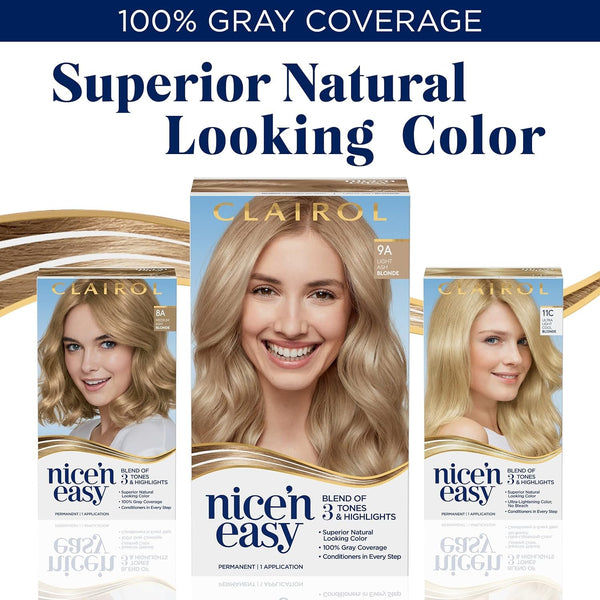 Clairol Nice'n Easy Permanent Hair Dye, 10PB Extra Light Pale Blonde Hair Color