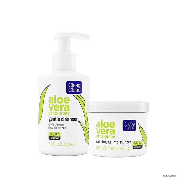 Clean & Clear Aloe Vera Calming Gel Acne Facial Moisturizer for Acne-Prone & Sensitive Skin