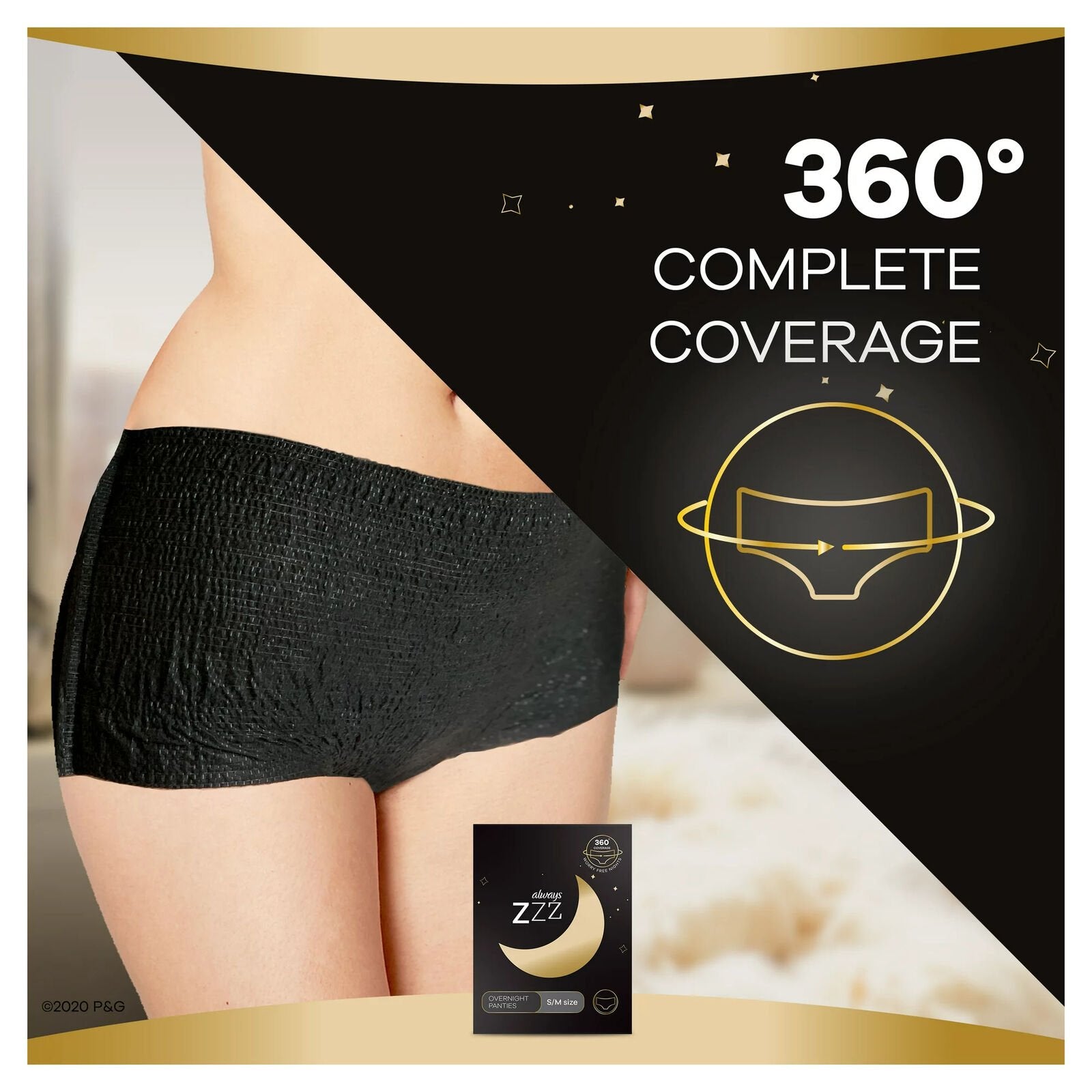 Always ZZZs Overnight Disposable Period Underwear For Women, Size L/XL -  Black, 14 Total Count (2 Pack) : : Baby