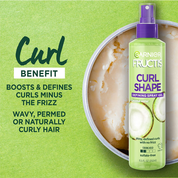 Garnier Fructis Style Curl Shape Defining Spray Gel, Curly Hair, 8.5 Fl Oz