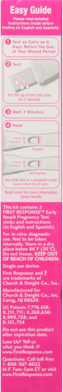 First Response Early Result Pregnancy Test, 2 Pack (Packaging & Test Design May Vary)