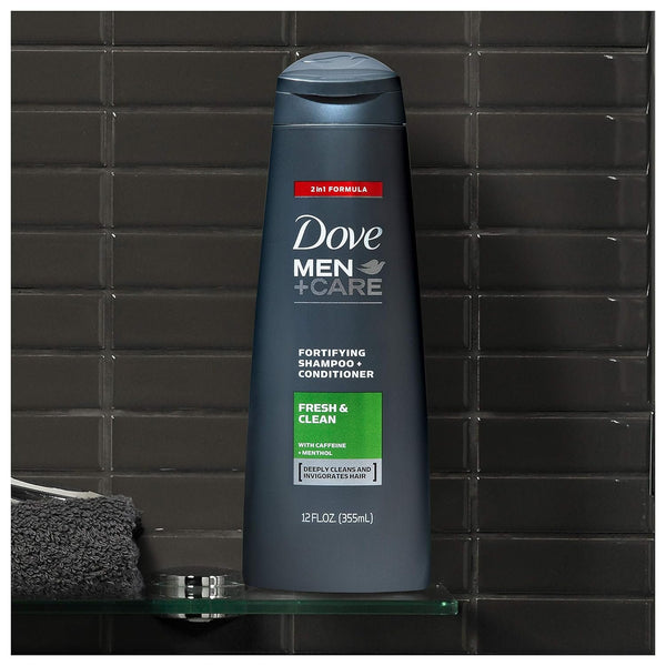 Dove Men+Care Fortifying 2 in 1 Shampoo and Conditioner for Normal to Oily Hair Fresh and Clean with Caffeine Helps Strengthen and Nourish Hair 12 oz