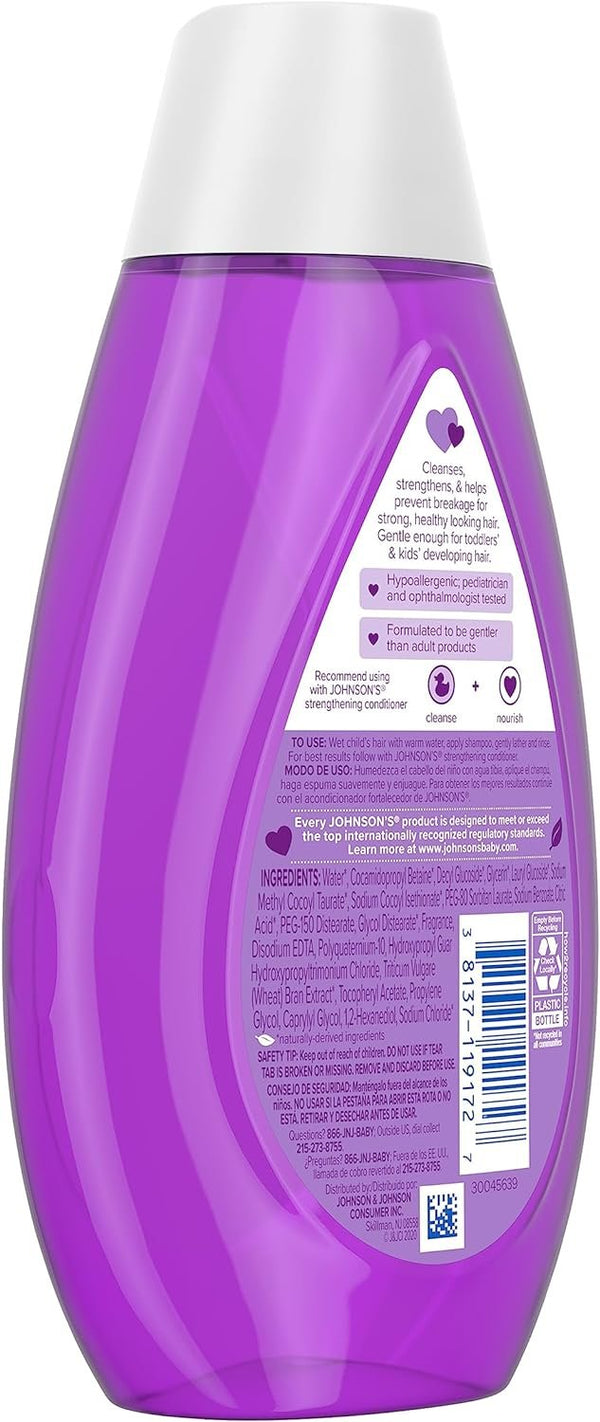 Johnson's Strengthening Tear-Free Kids' Shampoo with Vitamin E Strengthens & Helps Prevent Breakage, Paraben-, Sulfate- & Dye-Free, Hypoallergenic & Gentle for Toddler's Hair, 13.6 fl. o