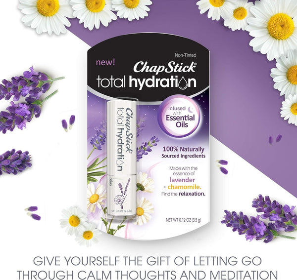 ChapStick Total Hydration Essential Oils Relax Chamomile + Lavender Lip Balm Tube, Lip Care - 0.12 Oz